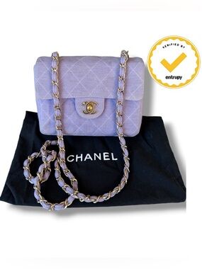 Vintage Chanel Lilac Jersey Classic Single Flap GHW 2000-2002 Dust Bag COA